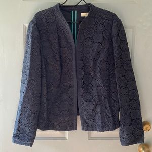 Boden Crochet Covered Blazer Navy Blue Size 18